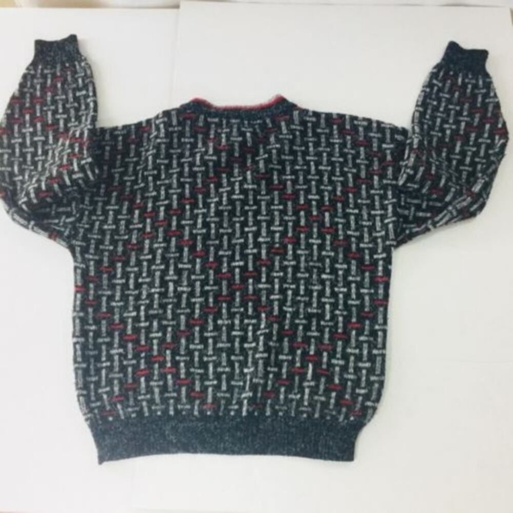 McGregor Vintage Sweater Mens Black Red Large Crew Neck Long Sleeve